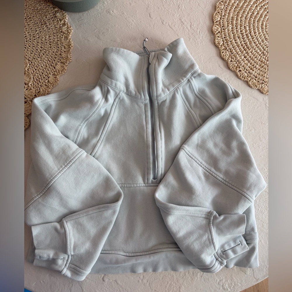 Lululemon Athletica Light Blue Scuba Funnel-Neck Half Zip